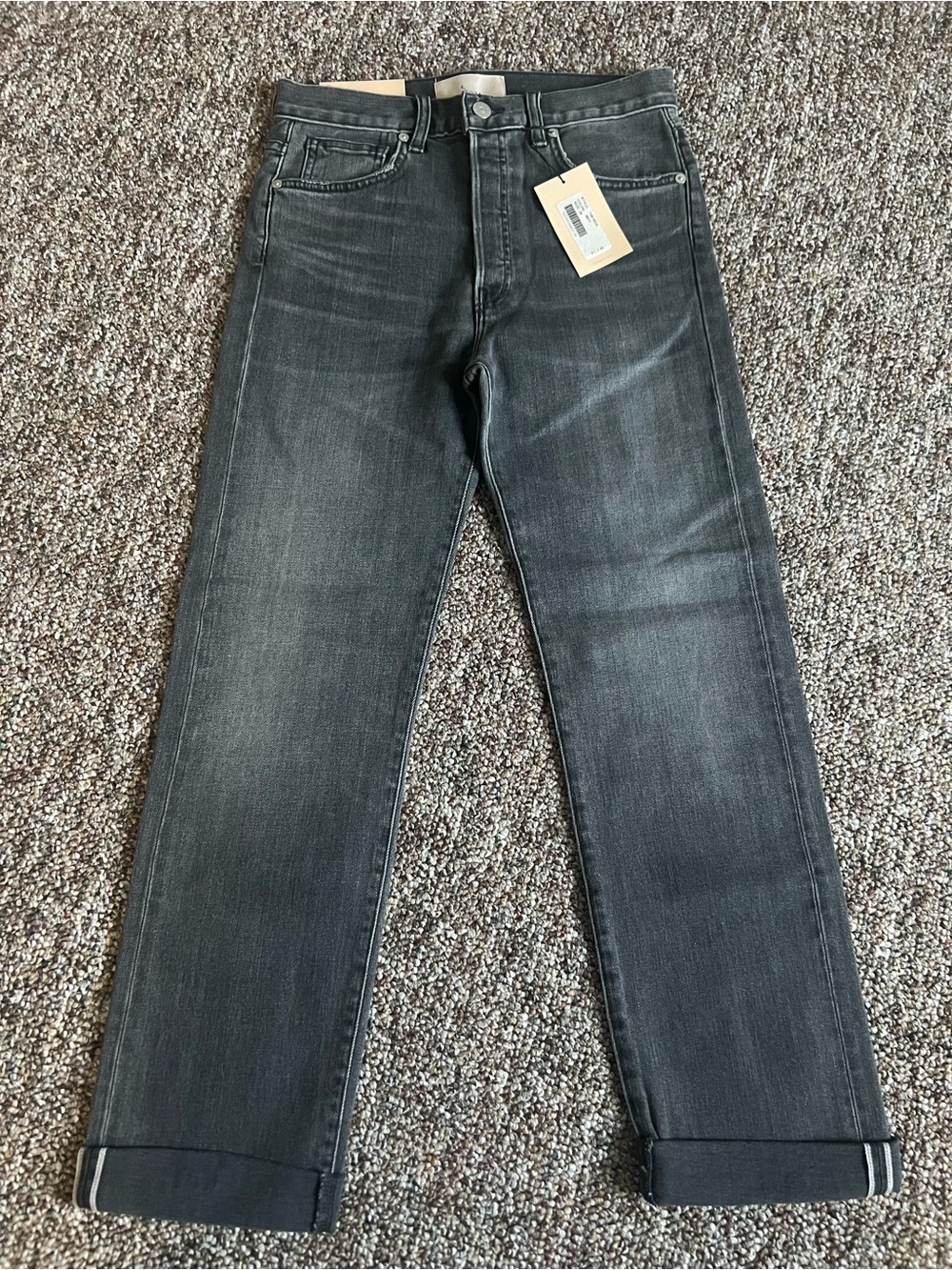 CQY Women High Rise Straight Leg Button Fly Gray Denim Vintage Jean Size 26 New